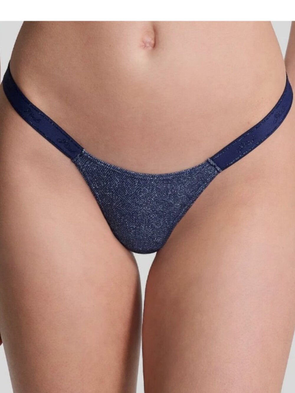 Victoria's Secret Pink Extra Low Rise Thong NEW Medium Women Faux Denim Panty VS